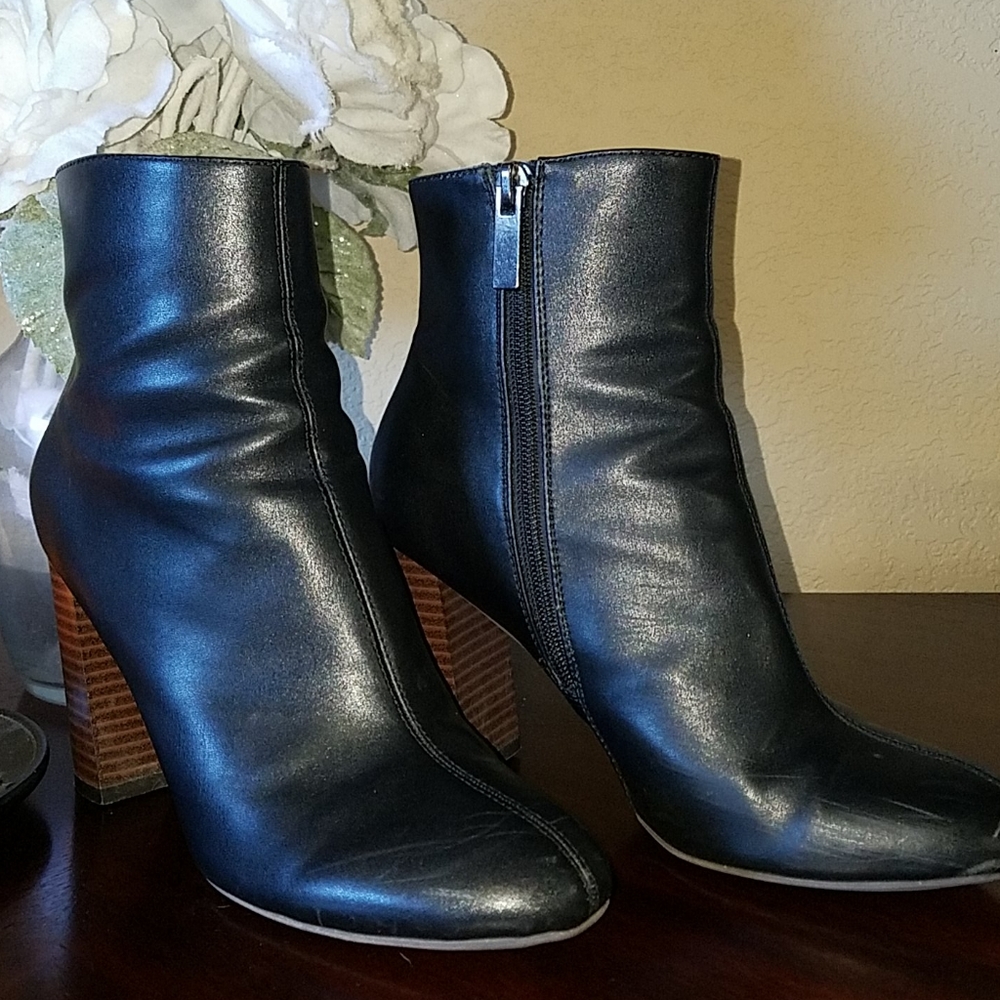 Faux Leather Black Booties